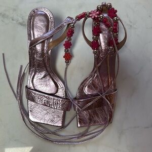 Anthropologie Vicenza Wrap Heels with beads. Size 8.